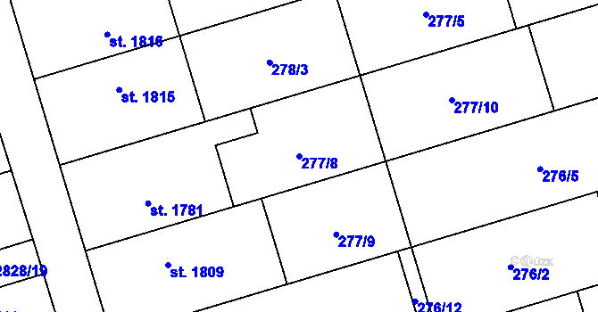 Parcela st. 277/8 v KÚ Kojetín, Katastrální mapa