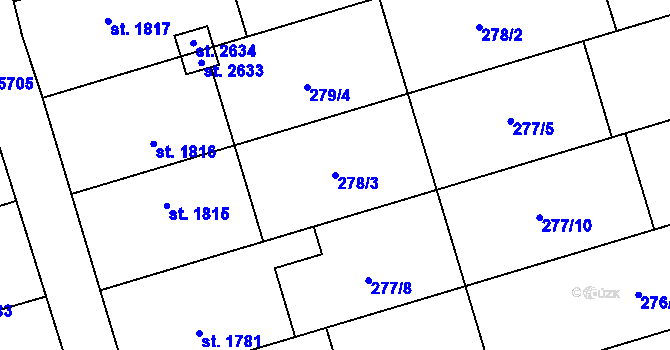 Parcela st. 278/3 v KÚ Kojetín, Katastrální mapa