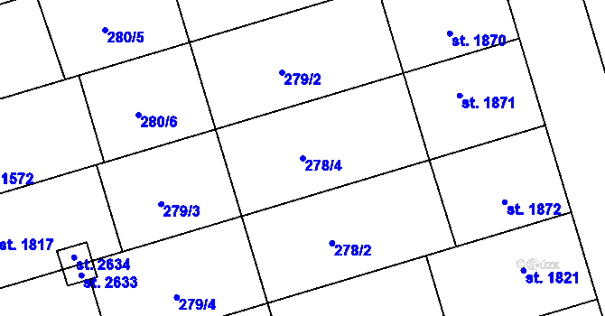 Parcela st. 278/4 v KÚ Kojetín, Katastrální mapa