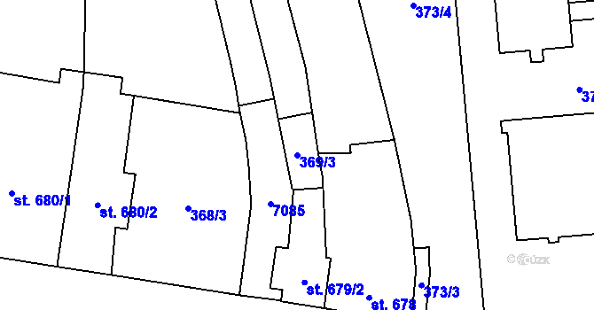 Parcela st. 369/3 v KÚ Kojetín, Katastrální mapa