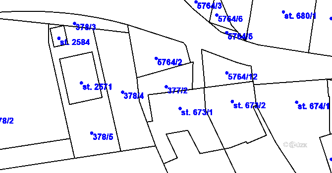 Parcela st. 377/2 v KÚ Kojetín, Katastrální mapa
