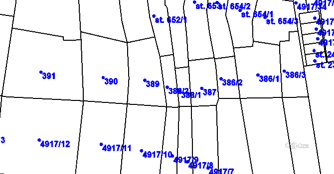 Parcela st. 388/2 v KÚ Kojetín, Katastrální mapa
