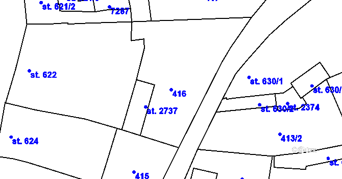 Parcela st. 416 v KÚ Kojetín, Katastrální mapa