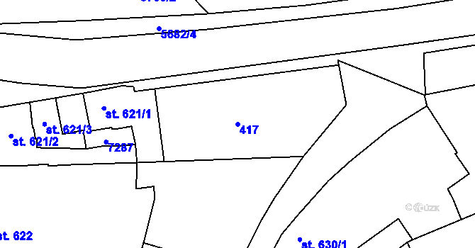 Parcela st. 417 v KÚ Kojetín, Katastrální mapa