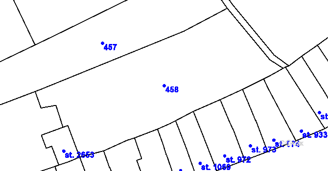 Parcela st. 458 v KÚ Kojetín, Katastrální mapa