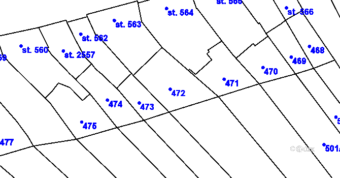 Parcela st. 472 v KÚ Kojetín, Katastrální mapa