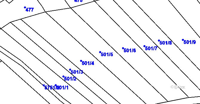 Parcela st. 501/5 v KÚ Kojetín, Katastrální mapa