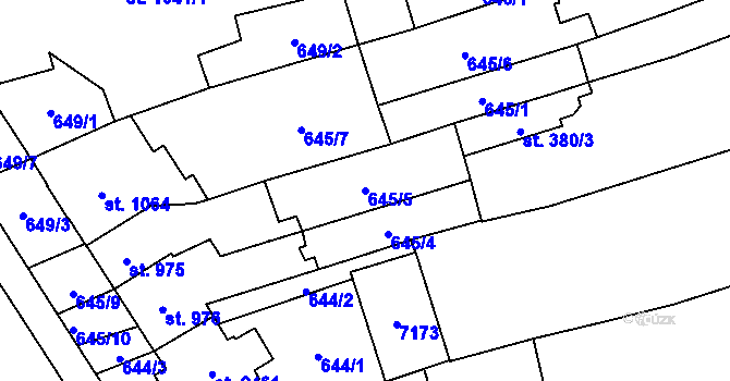 Parcela st. 645/5 v KÚ Kojetín, Katastrální mapa