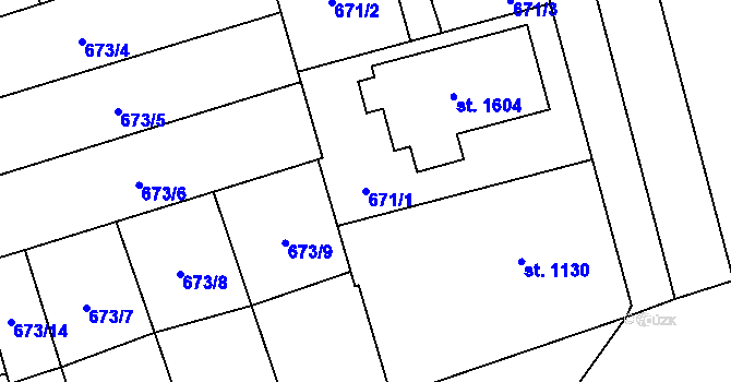 Parcela st. 671/1 v KÚ Kojetín, Katastrální mapa