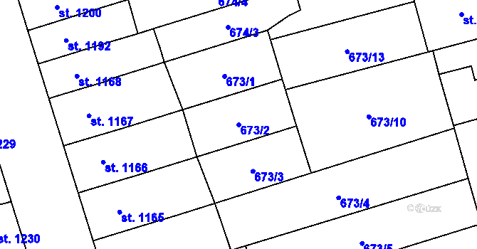 Parcela st. 673/2 v KÚ Kojetín, Katastrální mapa