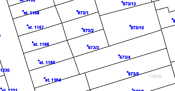 Parcela st. 673/3 v KÚ Kojetín, Katastrální mapa