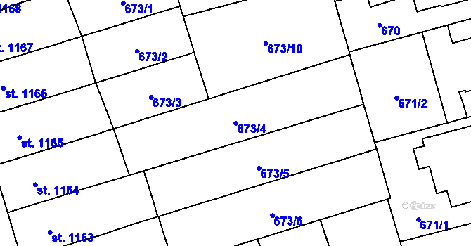 Parcela st. 673/4 v KÚ Kojetín, Katastrální mapa
