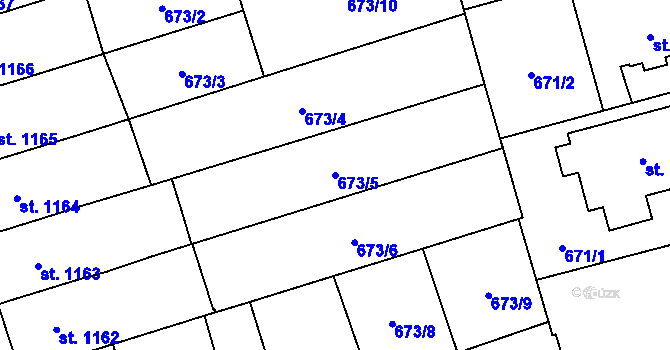 Parcela st. 673/5 v KÚ Kojetín, Katastrální mapa