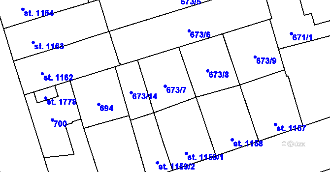 Parcela st. 673/7 v KÚ Kojetín, Katastrální mapa