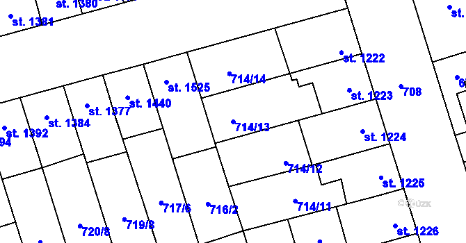 Parcela st. 714/13 v KÚ Kojetín, Katastrální mapa