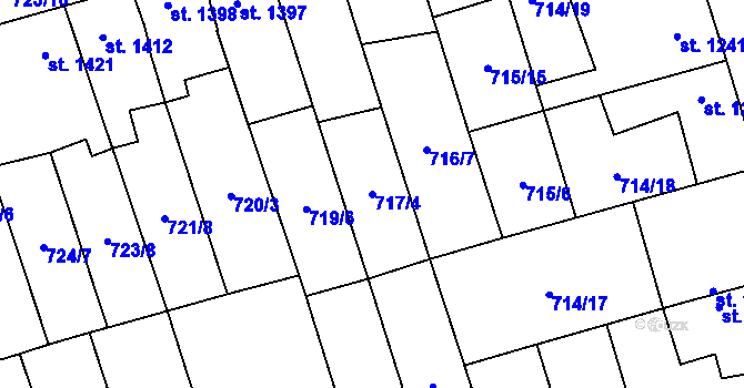 Parcela st. 717/4 v KÚ Kojetín, Katastrální mapa