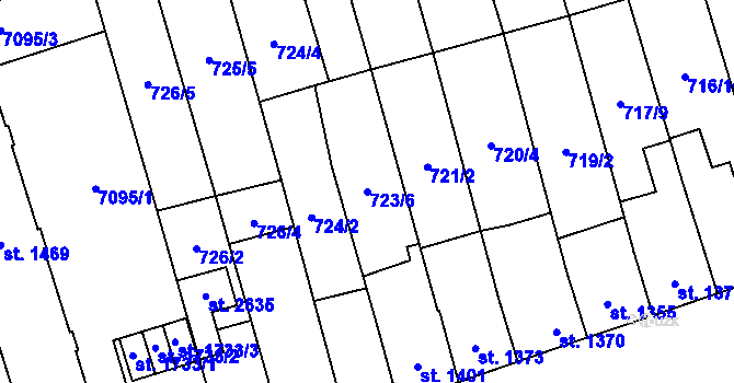 Parcela st. 723/6 v KÚ Kojetín, Katastrální mapa