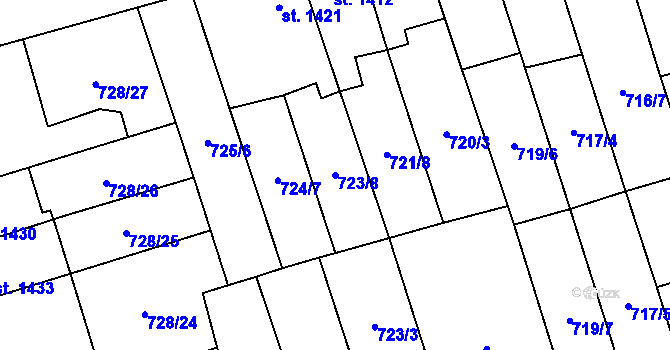 Parcela st. 723/8 v KÚ Kojetín, Katastrální mapa
