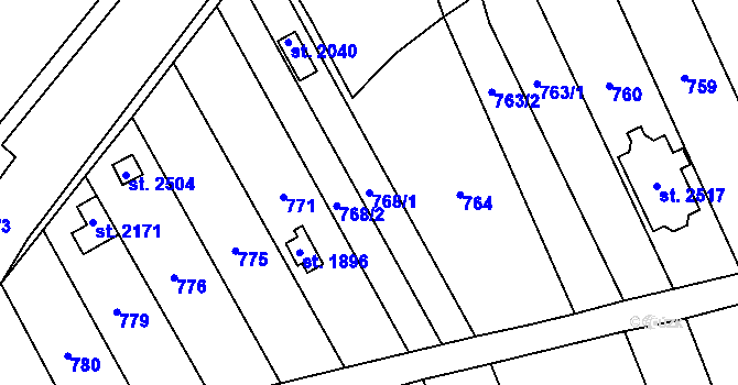 Parcela st. 768/1 v KÚ Kojetín, Katastrální mapa