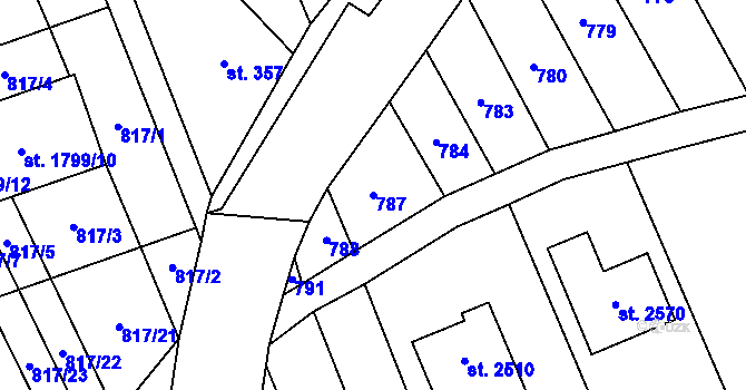 Parcela st. 787 v KÚ Kojetín, Katastrální mapa
