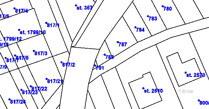 Parcela st. 788 v KÚ Kojetín, Katastrální mapa