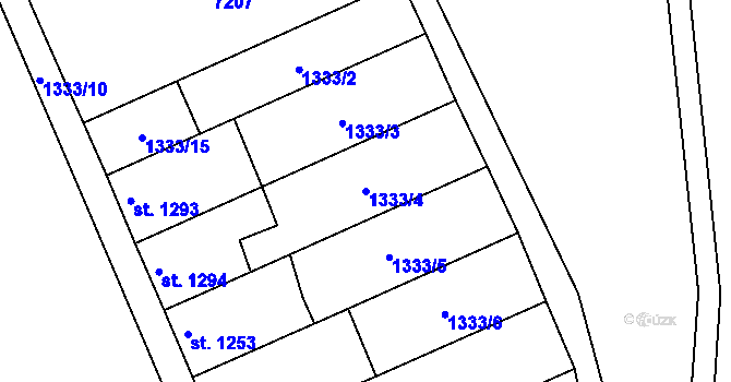 Parcela st. 1333/4 v KÚ Kojetín, Katastrální mapa