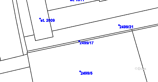 Parcela st. 2499/17 v KÚ Kojetín, Katastrální mapa