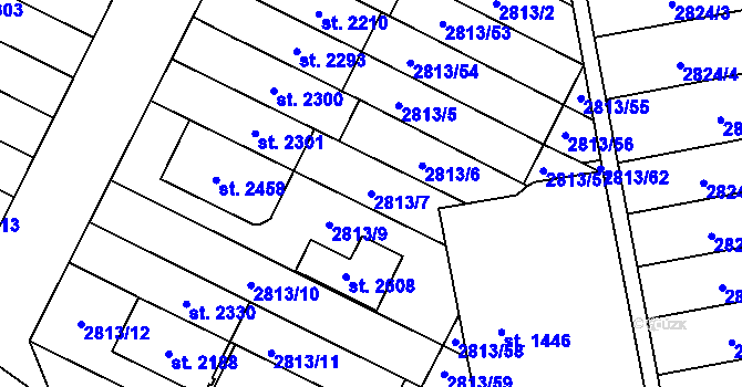 Parcela st. 2813/7 v KÚ Kojetín, Katastrální mapa