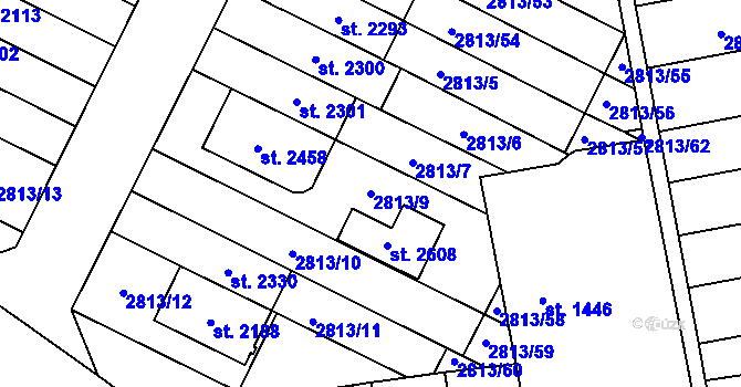 Parcela st. 2813/9 v KÚ Kojetín, Katastrální mapa