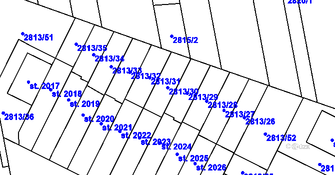 Parcela st. 2813/30 v KÚ Kojetín, Katastrální mapa