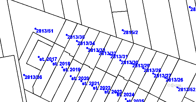 Parcela st. 2813/32 v KÚ Kojetín, Katastrální mapa