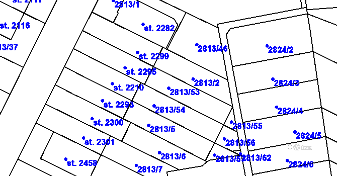 Parcela st. 2813/53 v KÚ Kojetín, Katastrální mapa