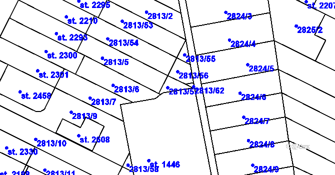 Parcela st. 2813/57 v KÚ Kojetín, Katastrální mapa