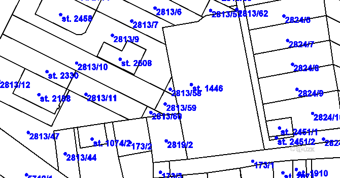 Parcela st. 2813/58 v KÚ Kojetín, Katastrální mapa