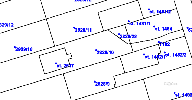 Parcela st. 2828/10 v KÚ Kojetín, Katastrální mapa
