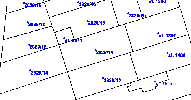 Parcela st. 2828/14 v KÚ Kojetín, Katastrální mapa