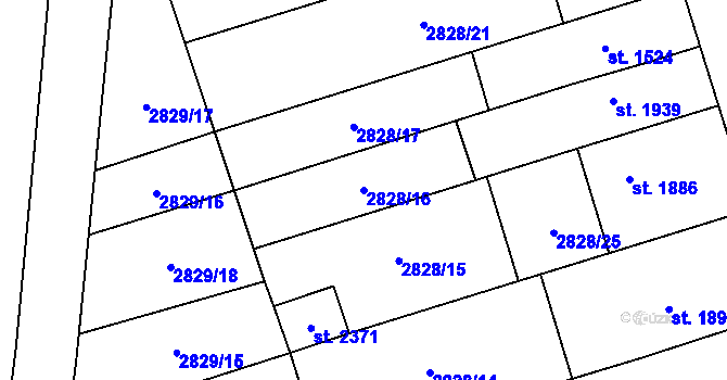 Parcela st. 2828/16 v KÚ Kojetín, Katastrální mapa