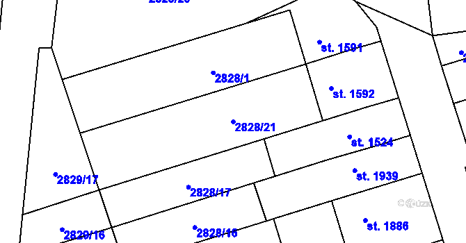 Parcela st. 2828/21 v KÚ Kojetín, Katastrální mapa
