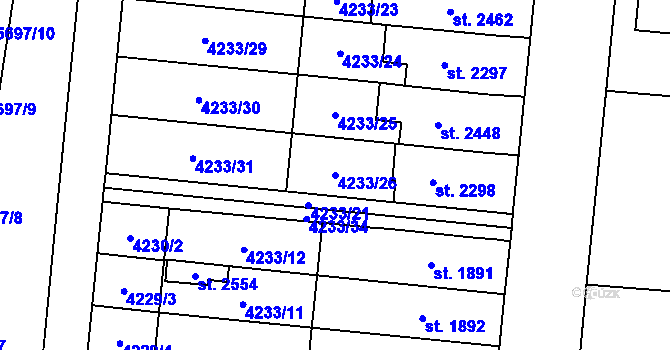 Parcela st. 4233/26 v KÚ Kojetín, Katastrální mapa