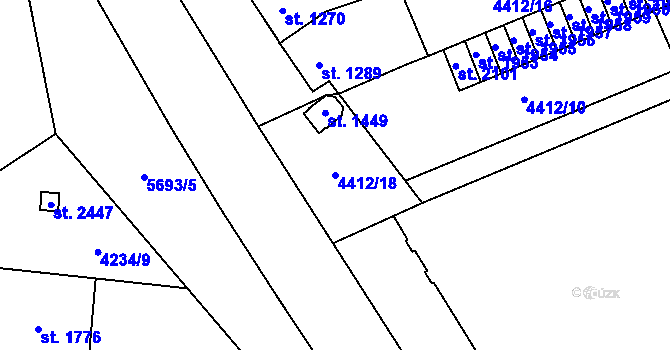 Parcela st. 4412/18 v KÚ Kojetín, Katastrální mapa