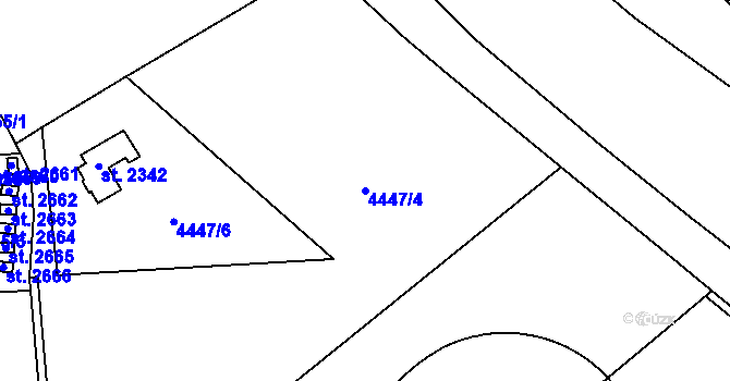 Parcela st. 4447/4 v KÚ Kojetín, Katastrální mapa