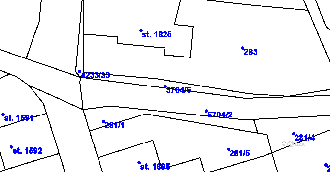 Parcela st. 5704/6 v KÚ Kojetín, Katastrální mapa