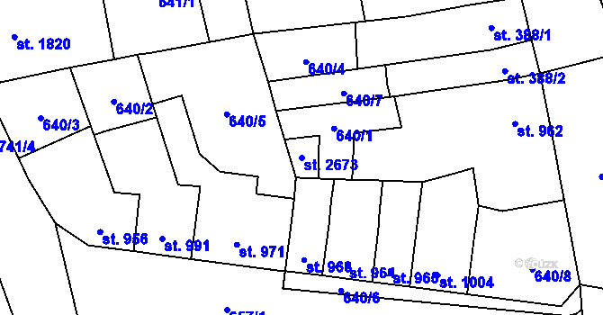 Parcela st. 2673 v KÚ Kojetín, Katastrální mapa
