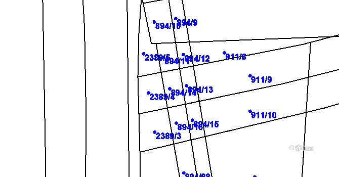 Parcela st. 894/14 v KÚ Kojetín, Katastrální mapa
