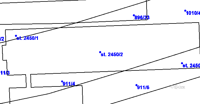 Parcela st. 2450/2 v KÚ Kojetín, Katastrální mapa
