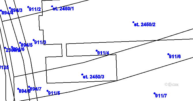 Parcela st. 911/4 v KÚ Kojetín, Katastrální mapa