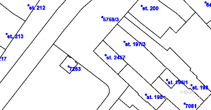 Parcela st. 2457 v KÚ Kojetín, Katastrální mapa