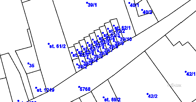 Parcela st. 39/6 v KÚ Kojetín, Katastrální mapa