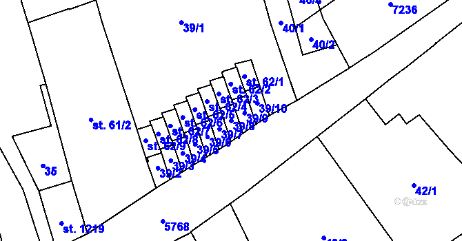 Parcela st. 39/8 v KÚ Kojetín, Katastrální mapa