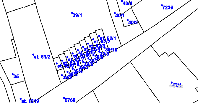 Parcela st. 39/9 v KÚ Kojetín, Katastrální mapa
